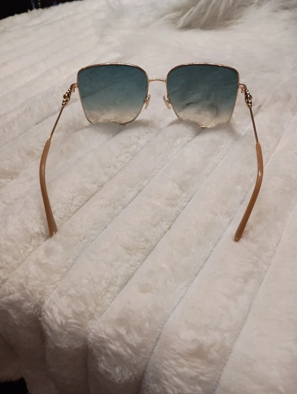 Jimmy Choo Hester Gold Frame Sunglasses with Blue Gradient Lenses & JC Hard Case